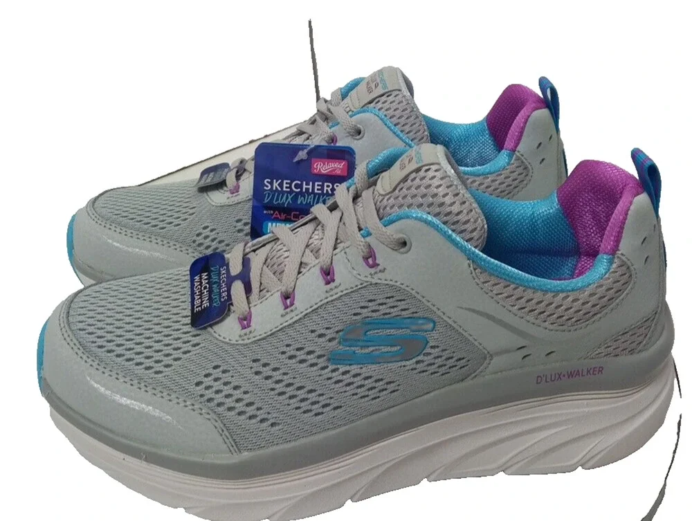 Skechers D Lux Walker Infinite Motion 149023 Shoes Womens Sz 11 Gray Blue